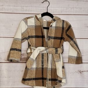 Baby Clothes Brown Plaid Coat, Girls 18-24 months